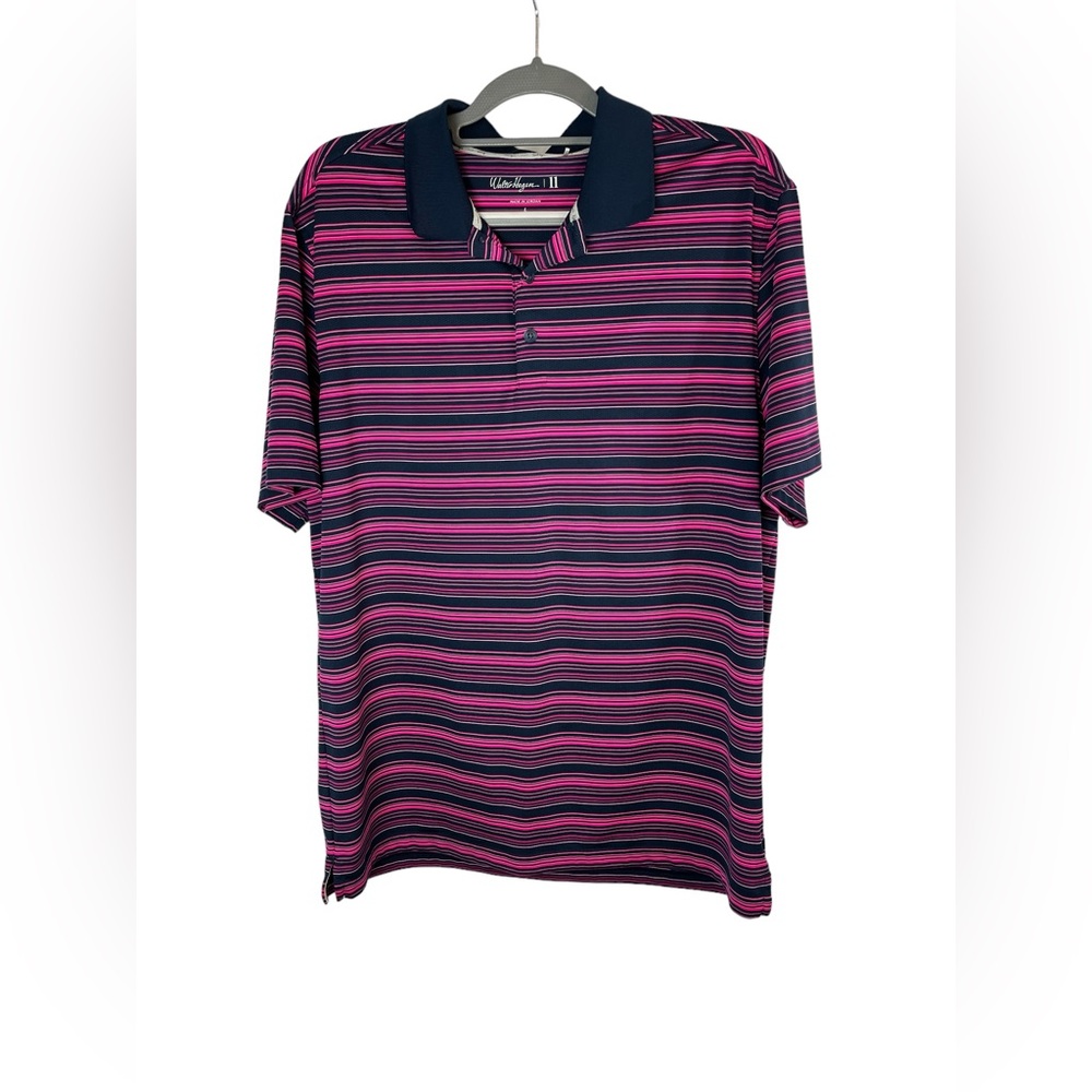 Walter‎ Hagen pink and blue striped golf polo size large